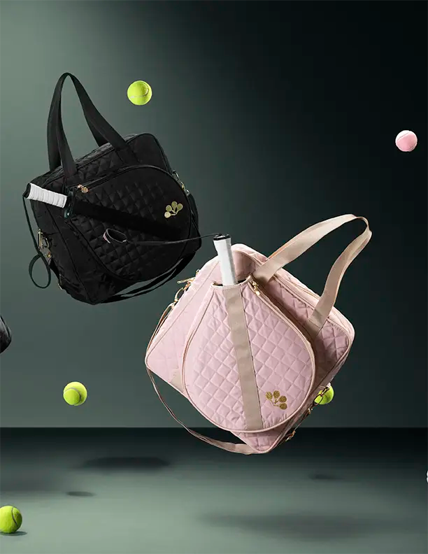 Black and pink padel bags flying